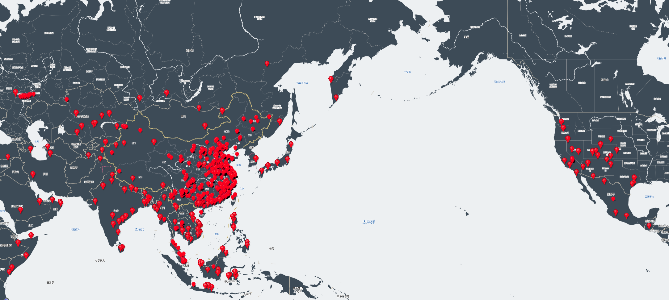 Nengjia project coverage map with distributed IoT nodes