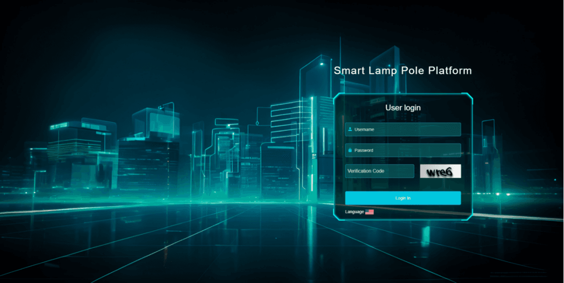 Smart lamp pole platform login screen