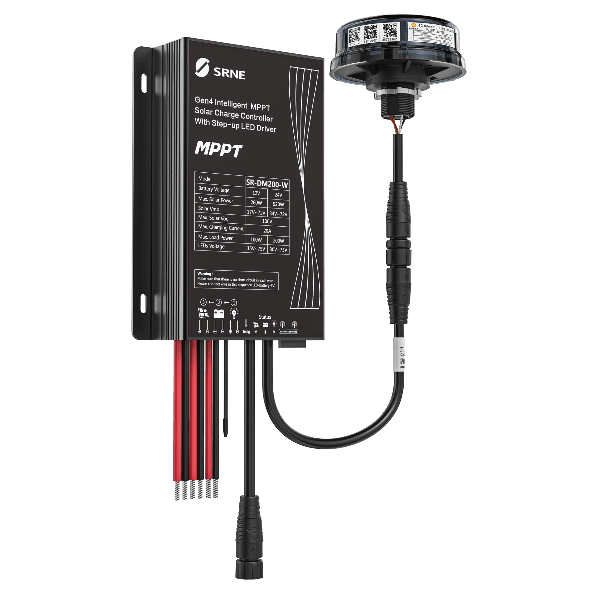 Solar street light IoT controller on a transparent background